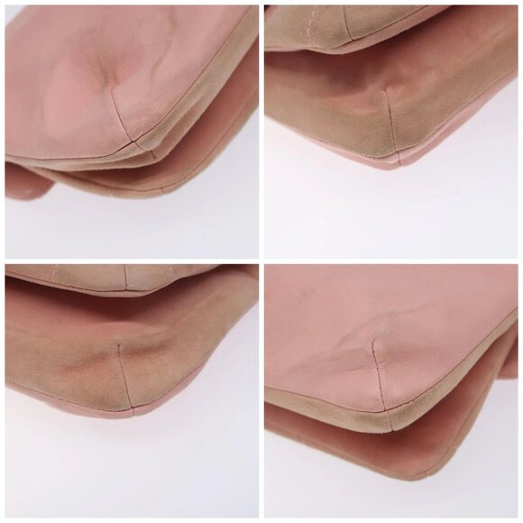 CHANEL Choco Bar Shoulder Bag Suede Pink Silver CC Auth 132385 - Picture 15 of 16